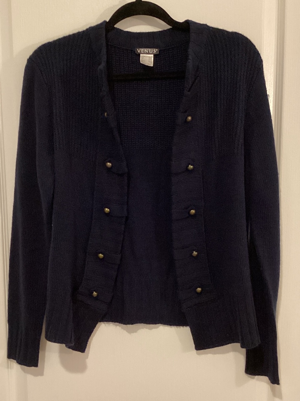 VENUS Navy Knit Button-Front Cardigan
